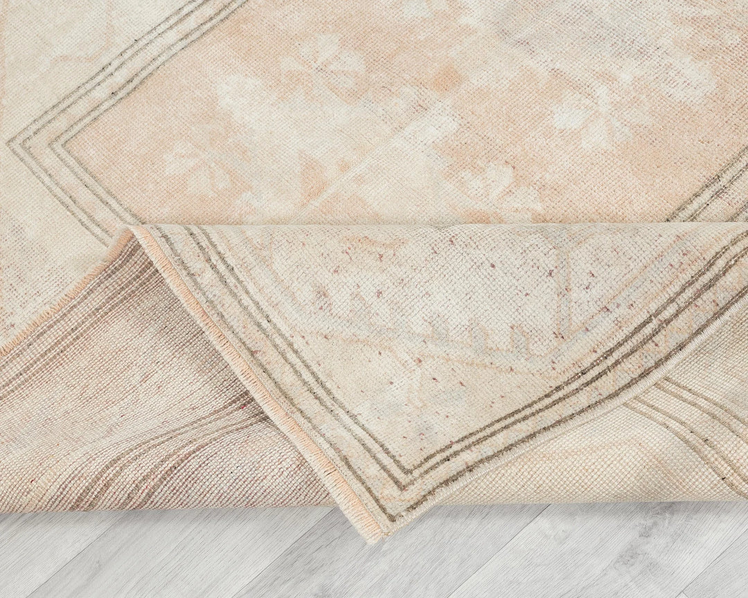 Beige Turkish Oushak Rug 3' 7" x 6' 7" Hand-Knotted | No. VR11222