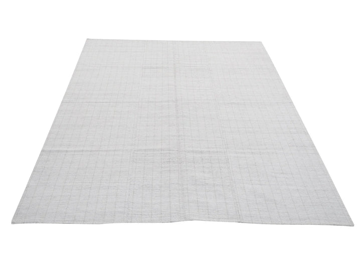 White Turkish Kilim Rug 6' 2" x 8' 6" Flat-Weave | No. VR11621