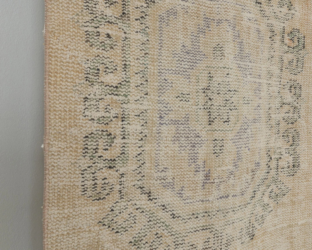 Multicolor Turkish Oushak Rug 2'7" x 11'6" Hand-Knotted close-up