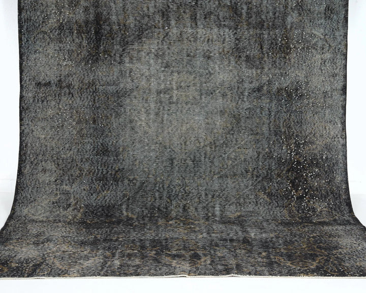 Black Turkish Oushak Rug 5'7" x 9' Hand-Knotted | No. VR11726