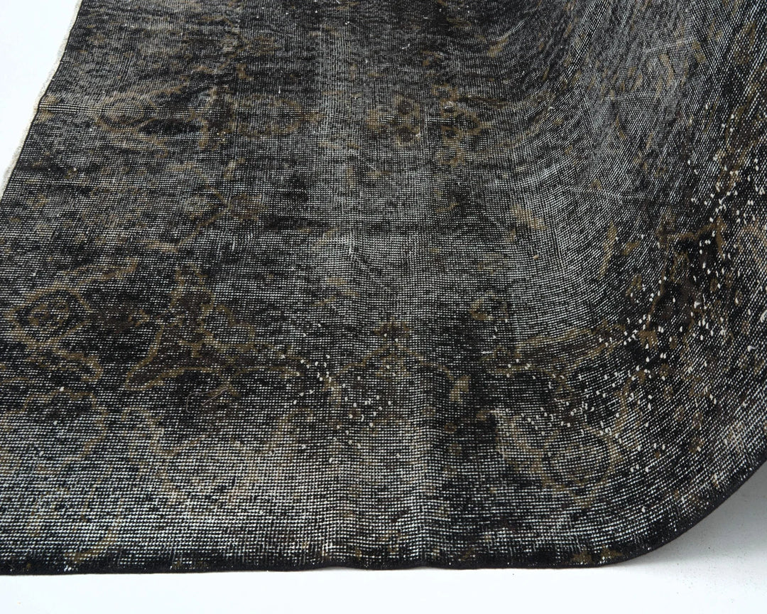 Black Turkish Oushak Rug 5'7" x 9' Hand-Knotted | No. VR11726