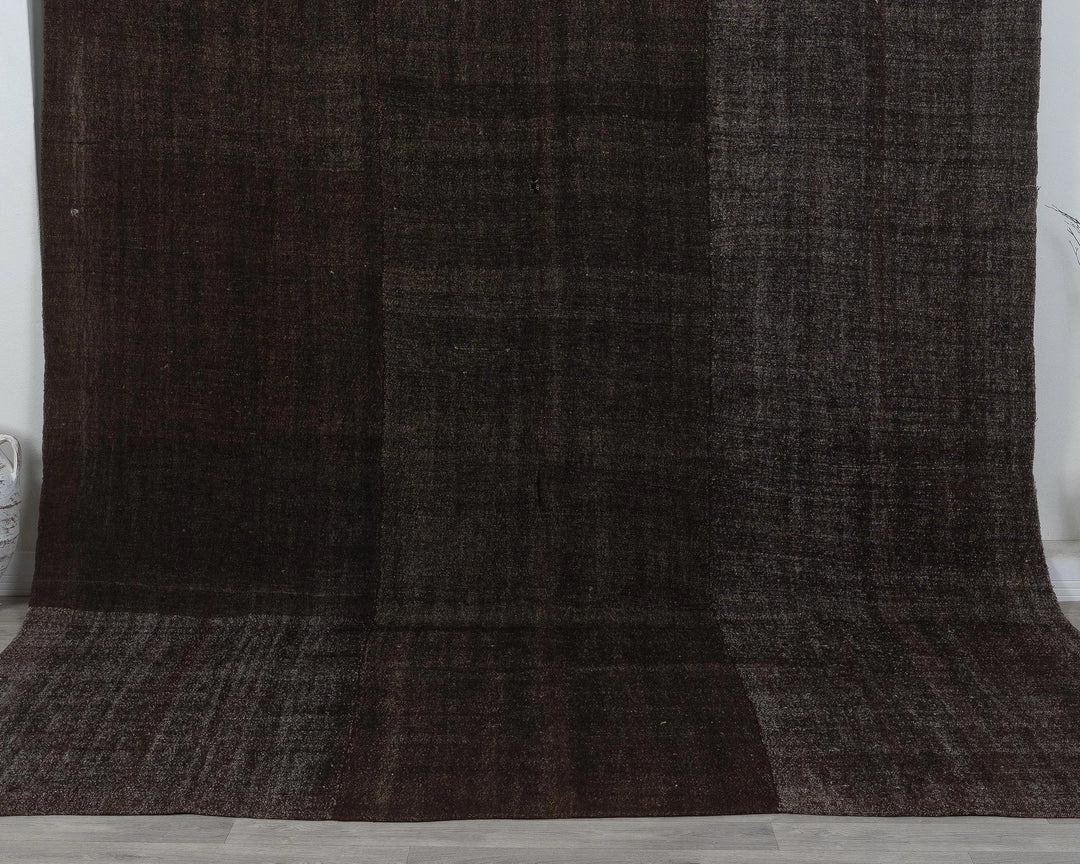 Brown Turkish Kilim Rug 8'10" x 10'10" Flat-Weave detail