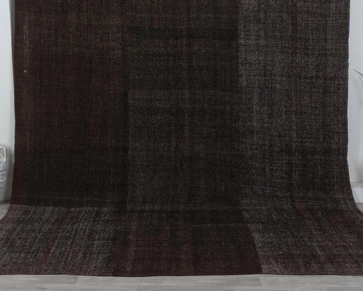 Brown Turkish Kilim Rug 8'10" x 10'10" Flat-Weave detail