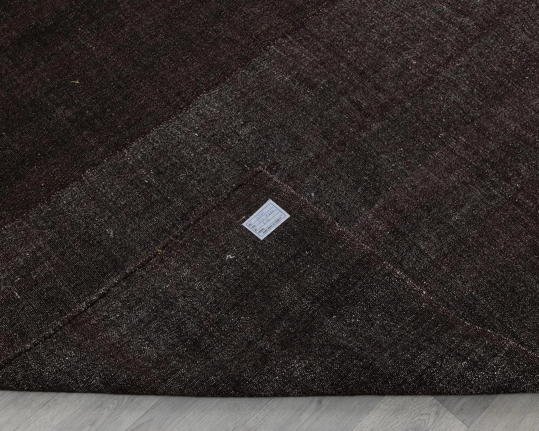 Brown Turkish Kilim Rug 8'10" x 10'10" Flat-Weave pattern