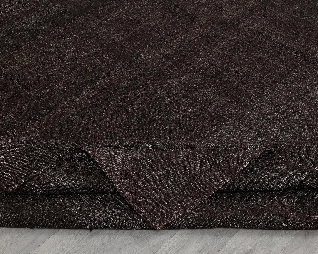 Brown Turkish Kilim Rug 8'10" x 10'10" Flat-Weave field