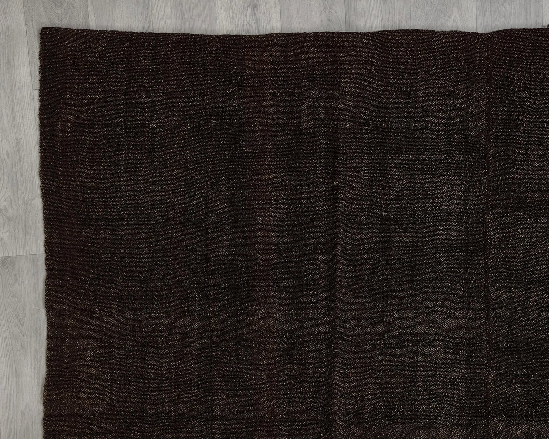 Brown Turkish Kilim Rug 8'10" x 10'10" Flat-Weave texture