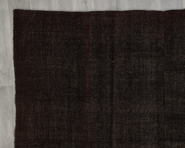 Brown Turkish Kilim Rug 8'10" x 10'10" Flat-Weave texture