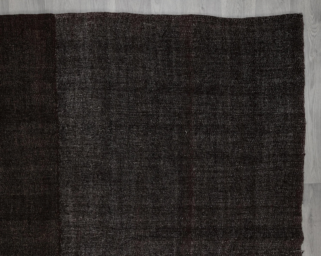 Brown Turkish Kilim Rug 8'10" x 10'10" Flat-Weave reverse