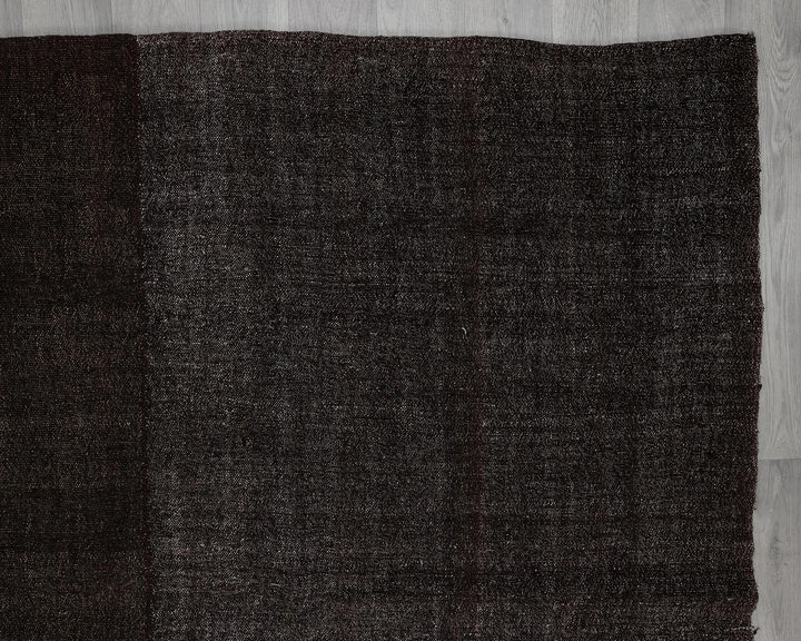 Brown Turkish Kilim Rug 8'10" x 10'10" Flat-Weave reverse