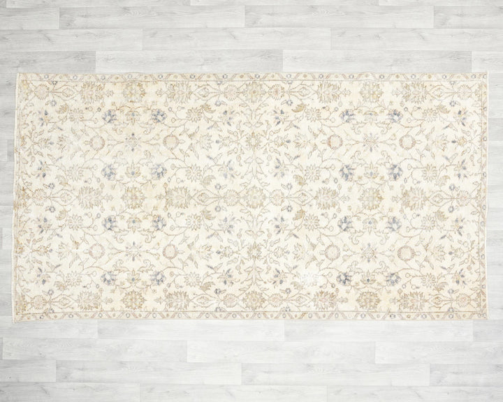 Beige Turkish Oushak Rug 8' 2" x 4' 5" Hand-Knotted | No. VR11950