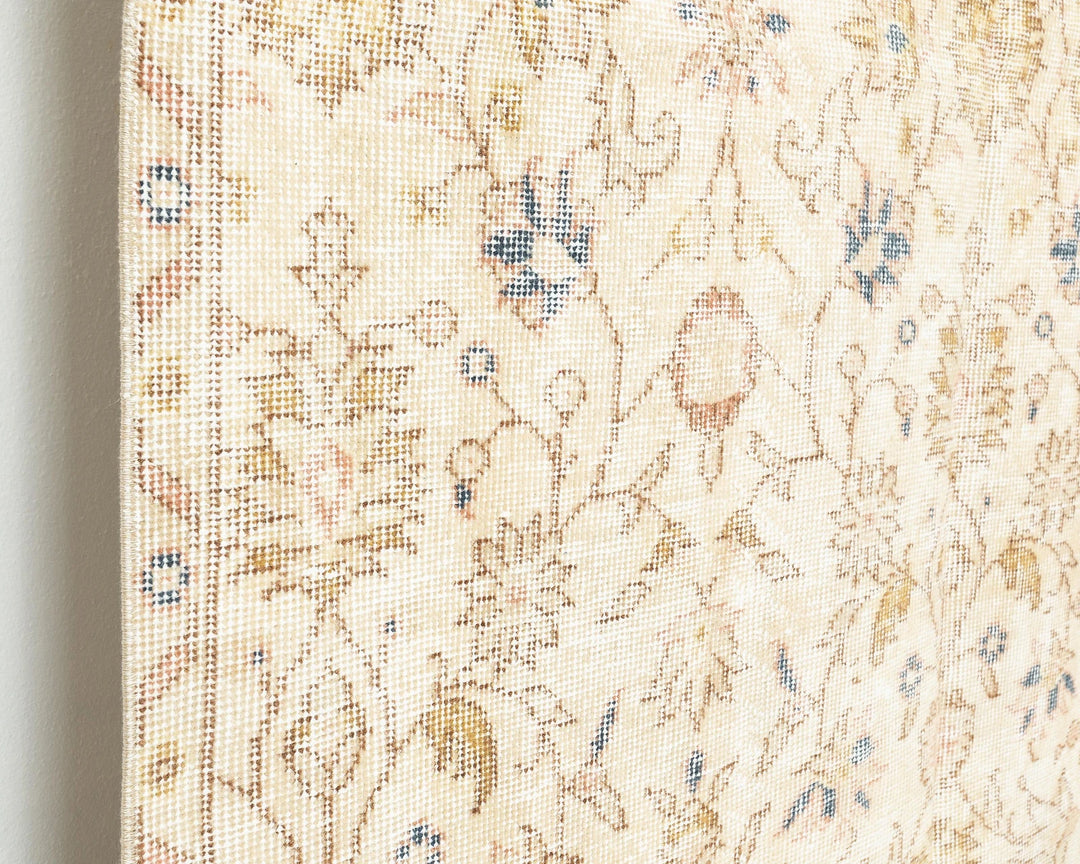 Beige Turkish Oushak Rug 8' 2" x 4' 5" Hand-Knotted | No. VR11950