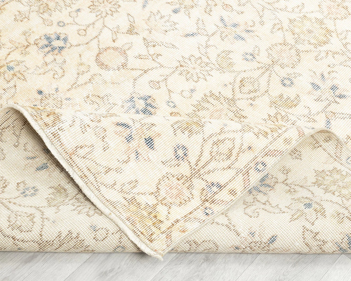Beige Turkish Oushak Rug 8' 2" x 4' 5" Hand-Knotted | No. VR11950
