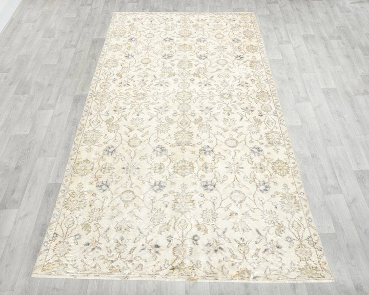Beige Turkish Oushak Rug 8' 2" x 4' 5" Hand-Knotted | No. VR11950