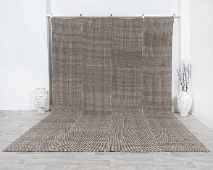 Brown Turkish Kilim Rug 9' x 12' 7" Flat-Weave | No. VR11999