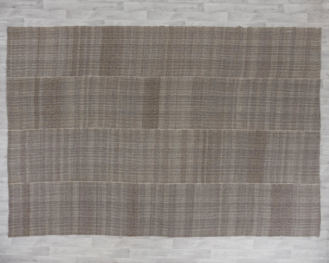 Brown Turkish Kilim Rug 9' x 12' 7" Flat-Weave | No. VR11999