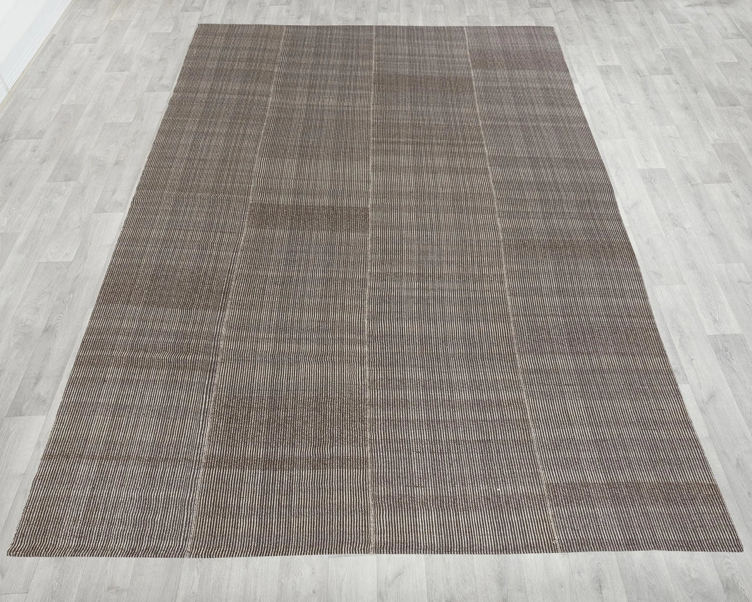 Brown Turkish Kilim Rug 9' x 12' 7" Flat-Weave | No. VR11999
