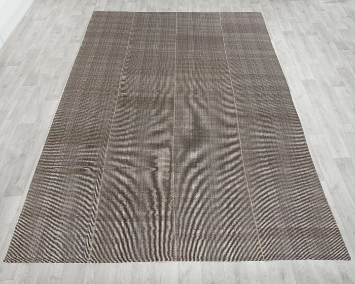 Brown Turkish Kilim Rug 9' x 12' 7" Flat-Weave | No. VR11999