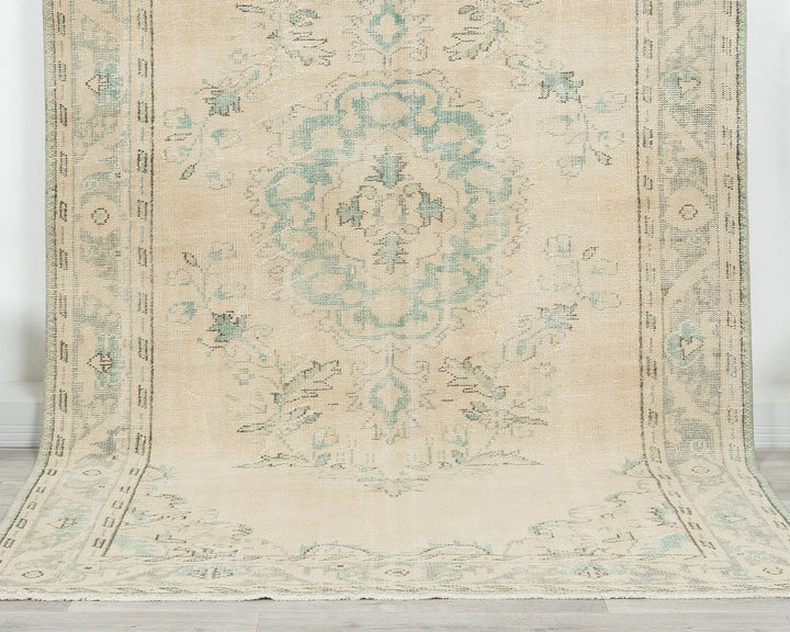 Beige Turkish Oushak Rug 5'9" x 9'6" Hand-Knotted | No. VR12225