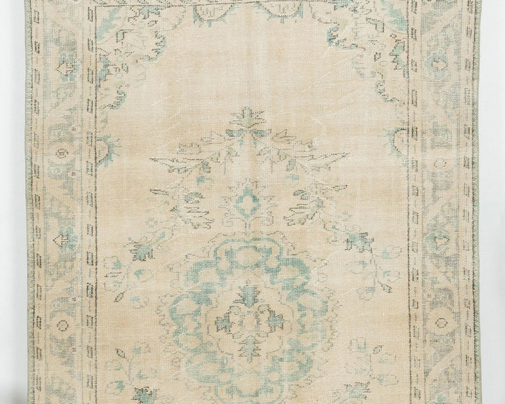 Beige Turkish Oushak Rug 5'9" x 9'6" Hand-Knotted | No. VR12225