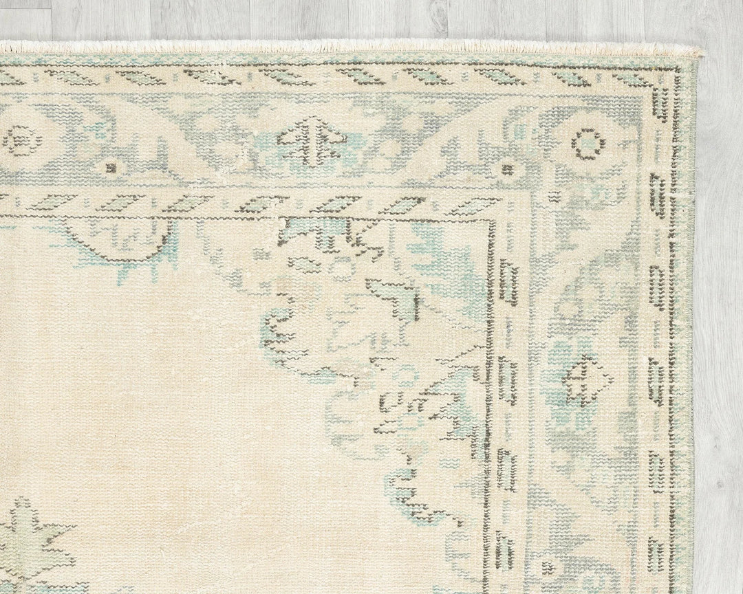 Beige Turkish Oushak Rug 5'9" x 9'6" Hand-Knotted | No. VR12225