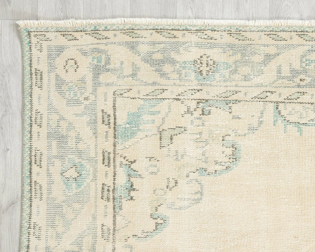 Beige Turkish Oushak Rug 5'9" x 9'6" Hand-Knotted | No. VR12225