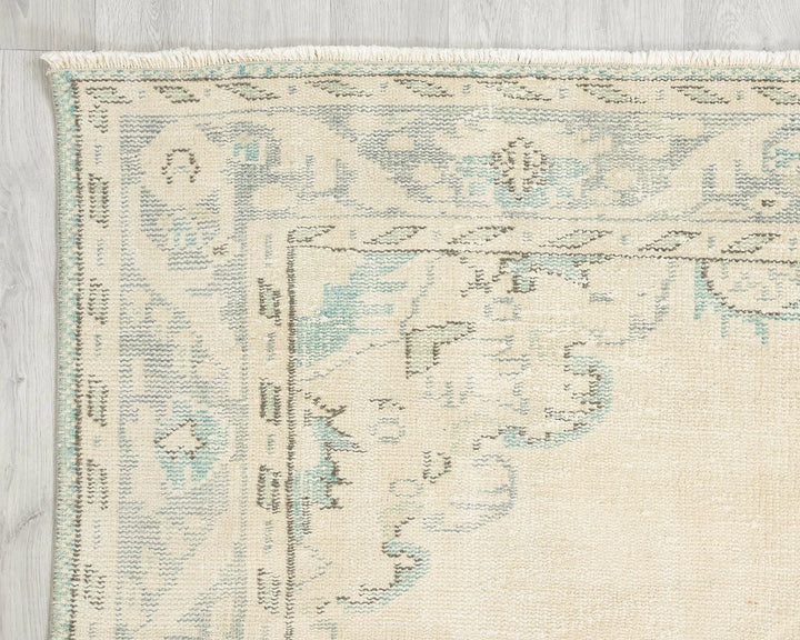 Beige Turkish Oushak Rug 5'9" x 9'6" Hand-Knotted | No. VR12225