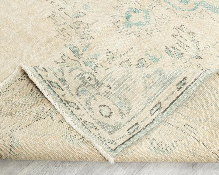 Beige Turkish Oushak Rug 5'9" x 9'6" Hand-Knotted | No. VR12225