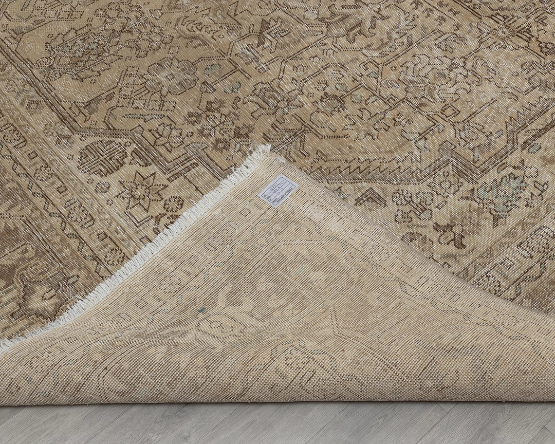 Beige Turkish Oushak Rug 9' 5" x 13' Hand-Knotted border