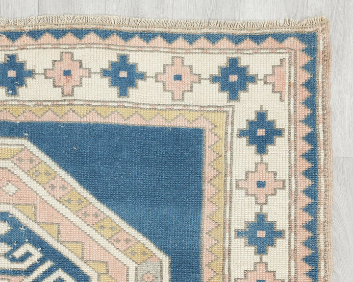Blue Turkish Oushak Rug 4' 2" x 5' 8" Hand-Knotted | No. VR12355