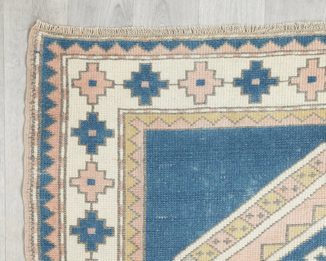 Blue Turkish Oushak Rug 4' 2" x 5' 8" Hand-Knotted | No. VR12355