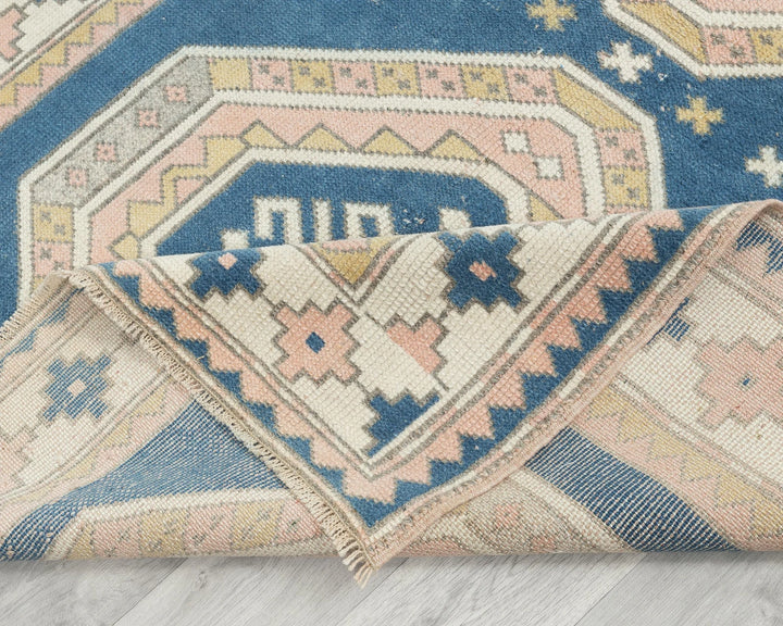 Blue Turkish Oushak Rug 4' 2" x 5' 8" Hand-Knotted | No. VR12355