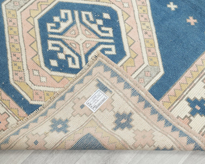 Blue Turkish Oushak Rug 4' 2" x 5' 8" Hand-Knotted | No. VR12355