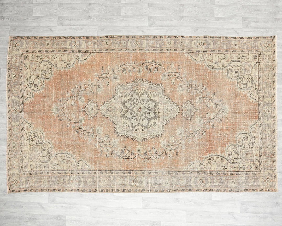 Orange Turkish Oushak Rug 5' 7" x 8' 4" Hand-Knotted | No. VR12376