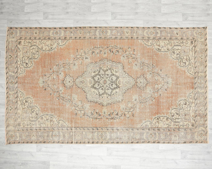 Orange Turkish Oushak Rug 5' 7" x 8' 4" Hand-Knotted | No. VR12376