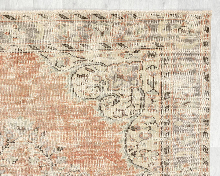 Orange Turkish Oushak Rug 5' 7" x 8' 4" Hand-Knotted | No. VR12376