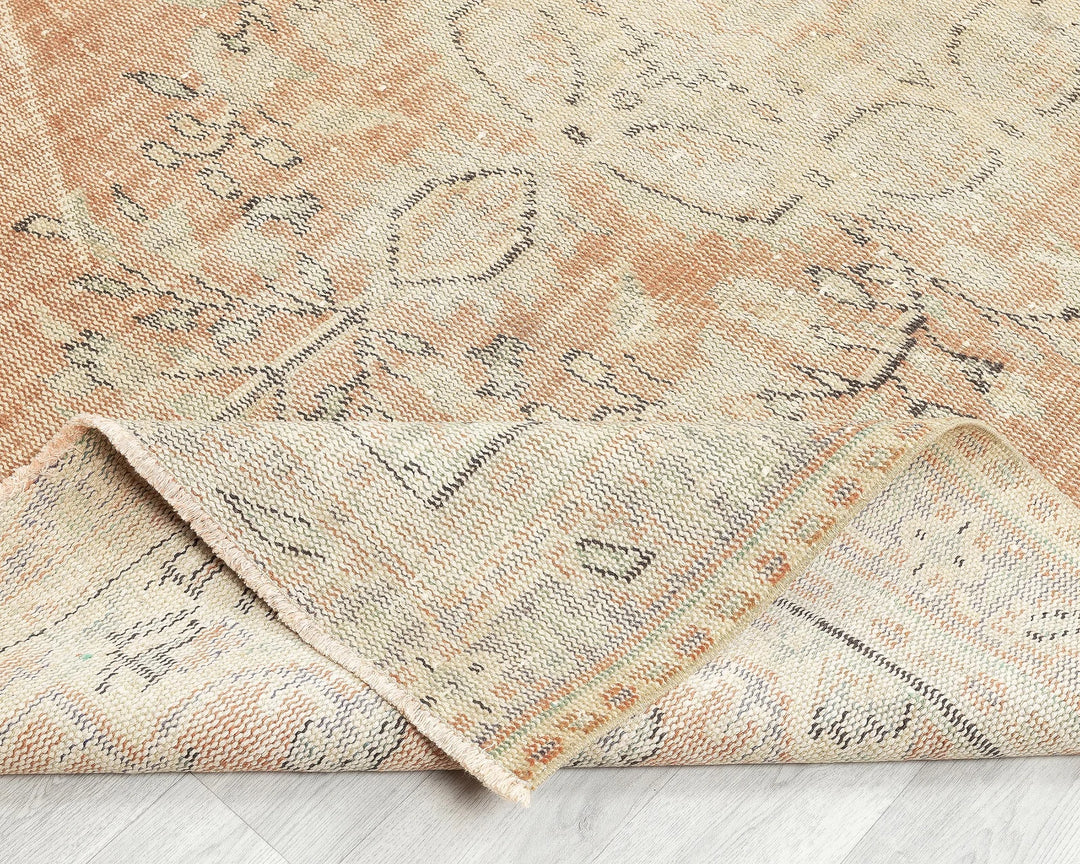 Orange Turkish Oushak Rug 5' 7" x 8' 4" Hand-Knotted | No. VR12376