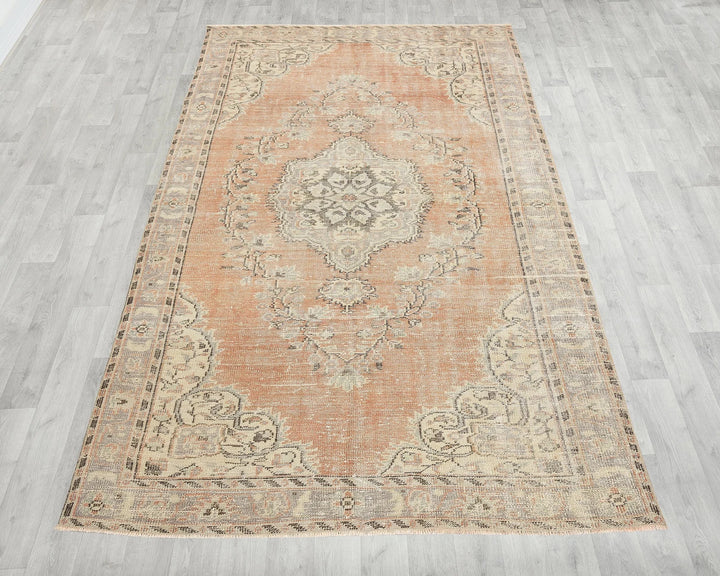 Orange Turkish Oushak Rug 5' 7" x 8' 4" Hand-Knotted | No. VR12376