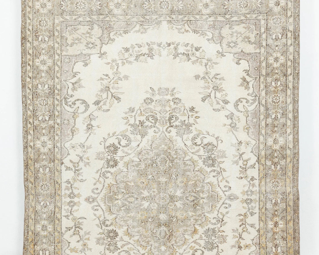 Beige Turkish Oushak Rug 5'11" x 9'2" Hand-Knotted | No. VR12427