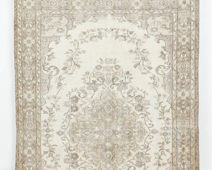 Beige Turkish Oushak Rug 5'11" x 9'2" Hand-Knotted | No. VR12427