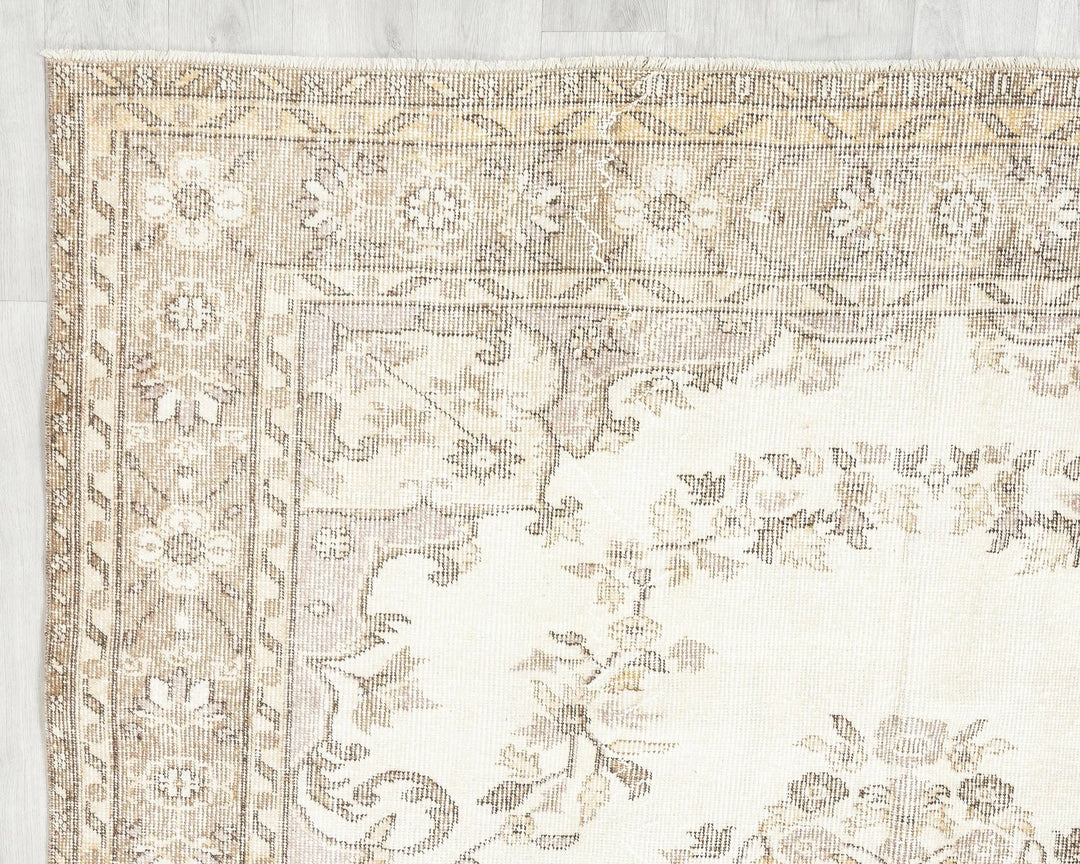 Beige Turkish Oushak Rug 5'11" x 9'2" Hand-Knotted | No. VR12427