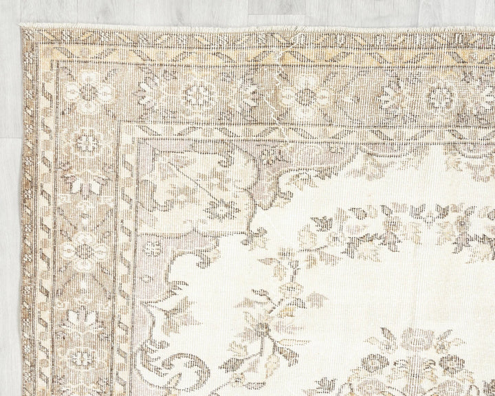 Beige Turkish Oushak Rug 5'11" x 9'2" Hand-Knotted | No. VR12427