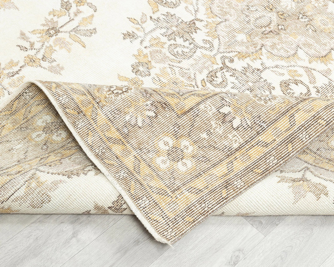 Beige Turkish Oushak Rug 5'11" x 9'2" Hand-Knotted | No. VR12427