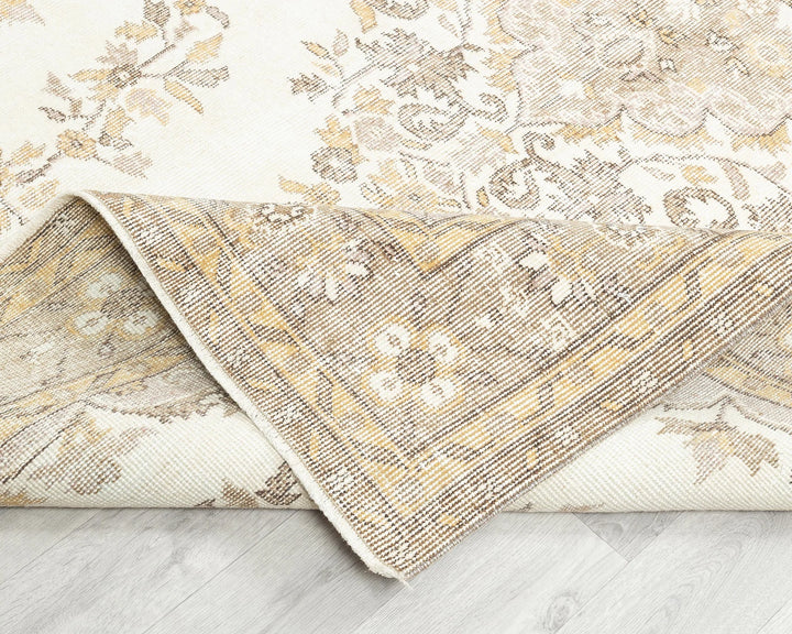 Beige Turkish Oushak Rug 5'11" x 9'2" Hand-Knotted | No. VR12427