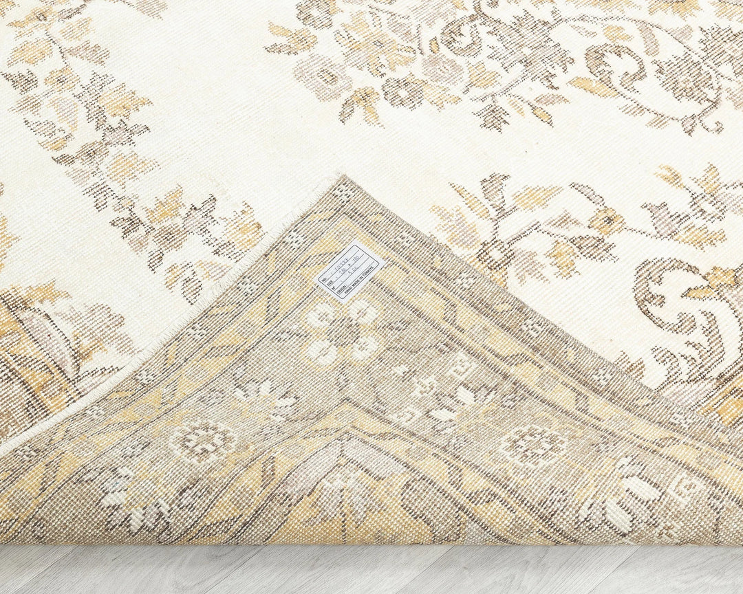 Beige Turkish Oushak Rug 5'11" x 9'2" Hand-Knotted | No. VR12427
