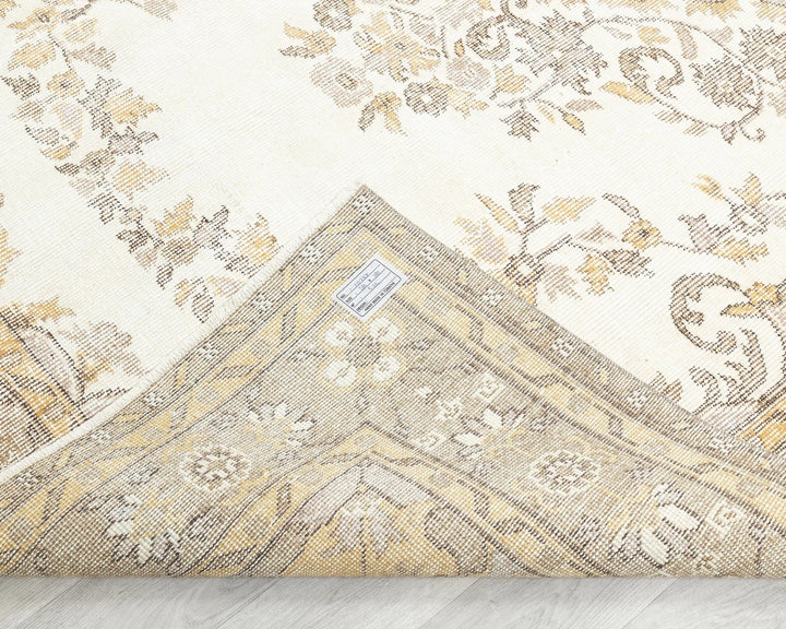 Beige Turkish Oushak Rug 5'11" x 9'2" Hand-Knotted | No. VR12427