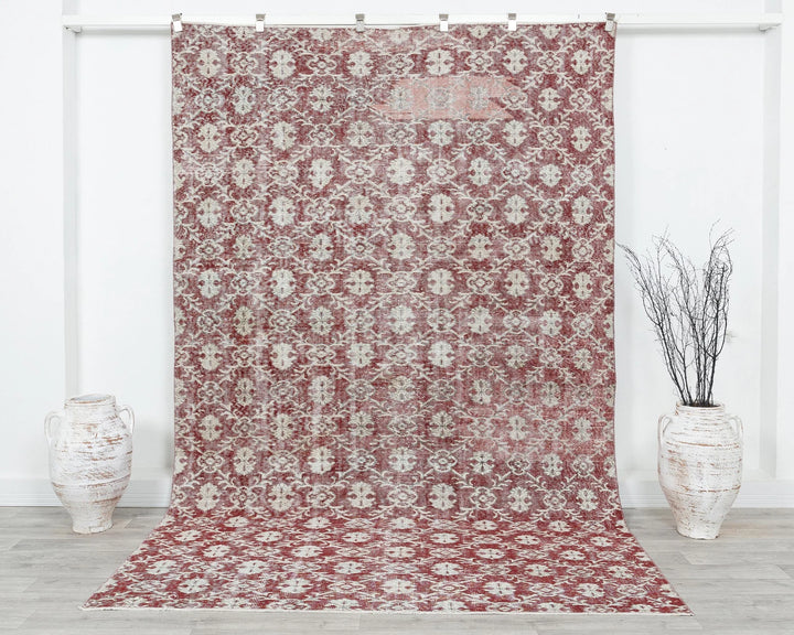 Red Turkish Oushak Rug 6'1" x 9'7" Hand-Knotted | No. VR12470