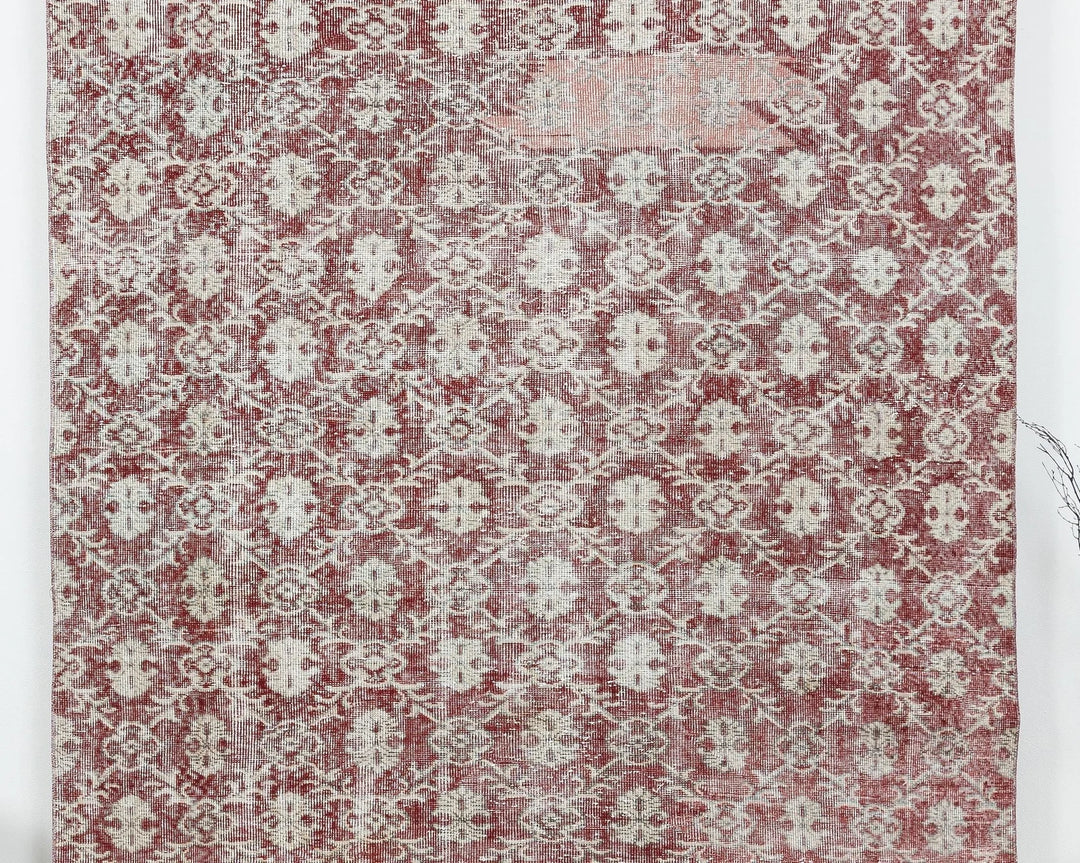 Red Turkish Oushak Rug 6'1" x 9'7" Hand-Knotted | No. VR12470