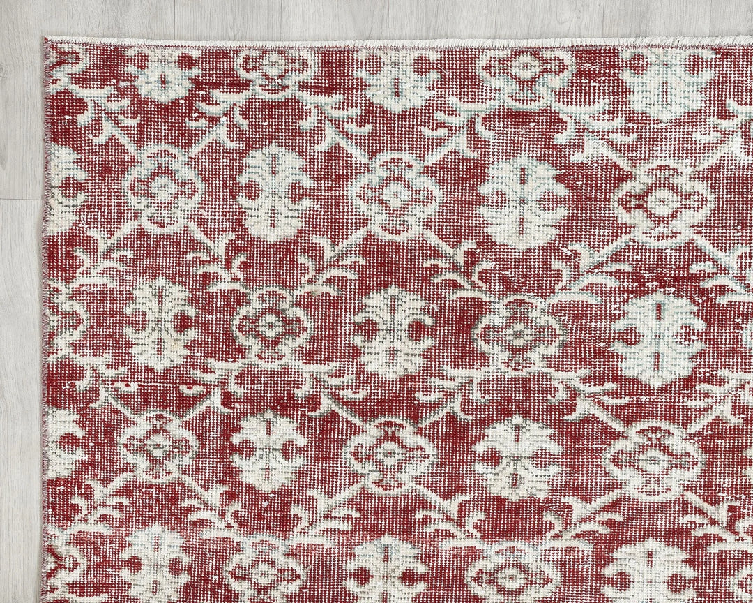 Red Turkish Oushak Rug 6'1" x 9'7" Hand-Knotted | No. VR12470