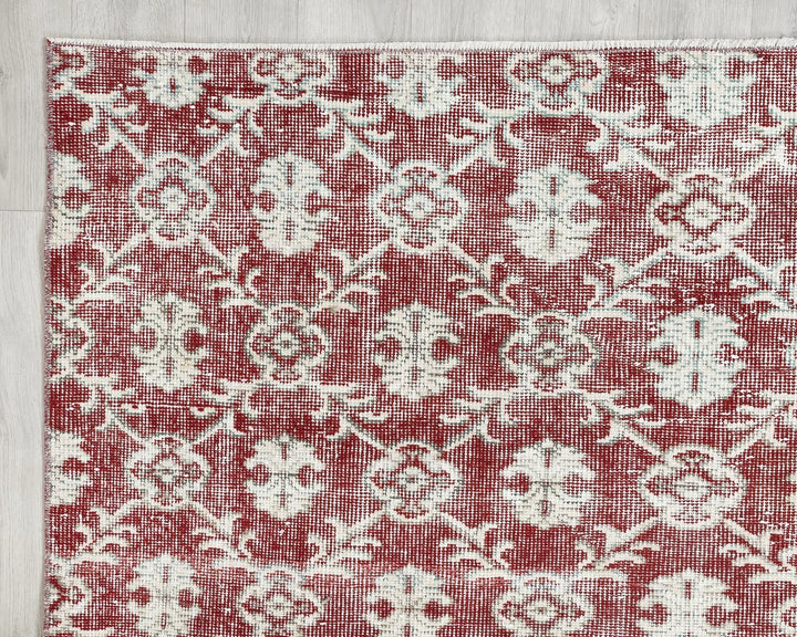 Red Turkish Oushak Rug 6'1" x 9'7" Hand-Knotted | No. VR12470