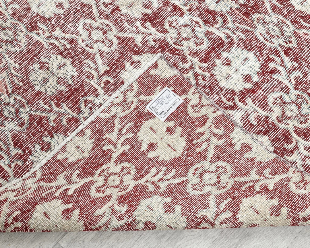 Red Turkish Oushak Rug 6'1" x 9'7" Hand-Knotted | No. VR12470
